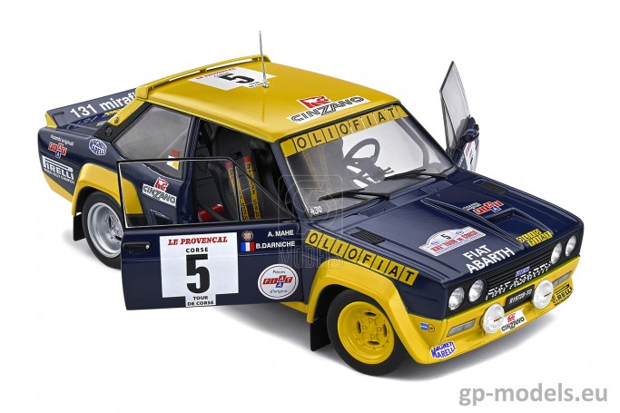Masinuta metalica de curse FIAT 131 Abarth, raliul Tour de Corse (1977) B.DARNICHE/A.MAHE, scara 1/18, Solido S1806003