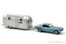 diecast classic model car Ford Mustang (1968) and Airstream Caravan, Norev 1:43, 270582, 3551092705825
