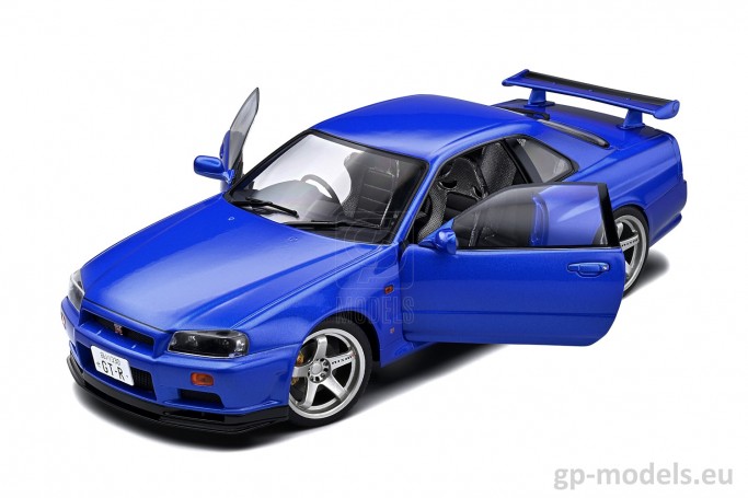 Macheta auto sport epoca Nissan Skyline (R34) GT-R (1999), scara 1:18, Solido S1804306, 3663506018206