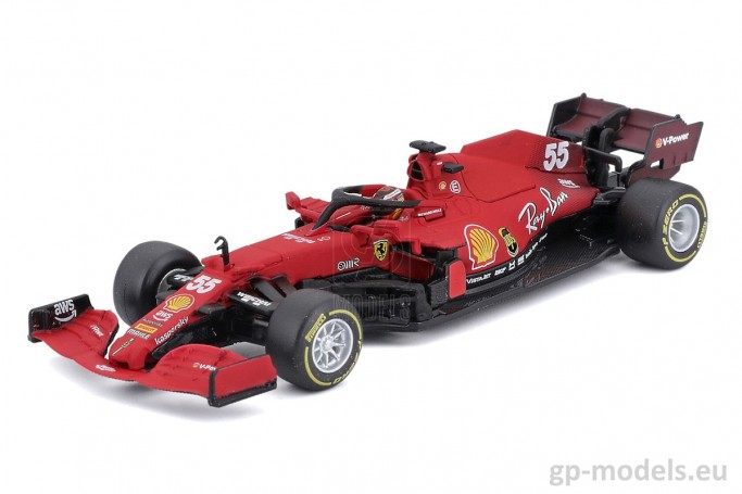 Macheta metalica masina formula 1 F1 Ferrari SF21 (2021) Carlos Sainz Jr, scara 1:18, BBurago 16809, 4893993168095